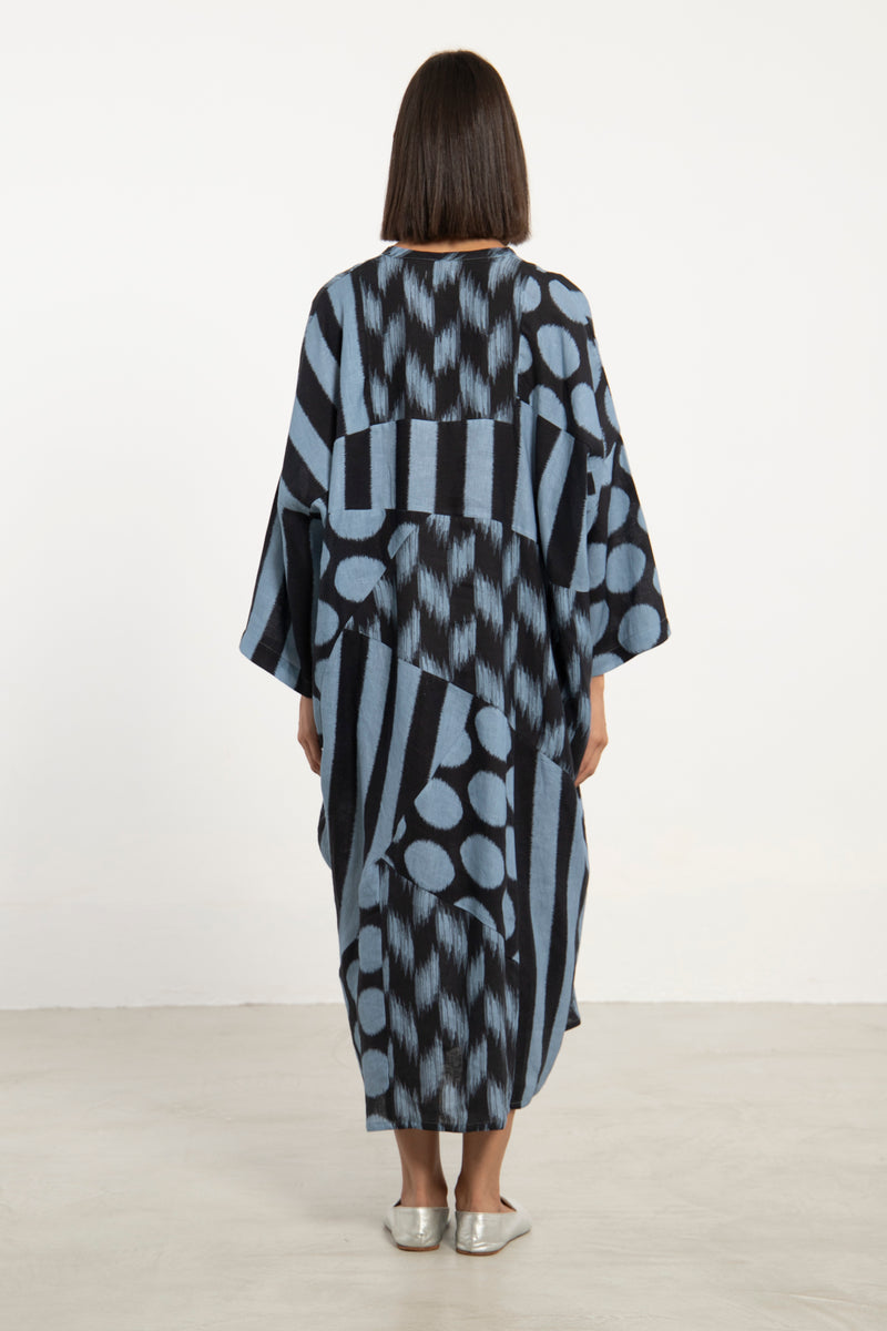 Maram Linen Blue-Black Kaftan