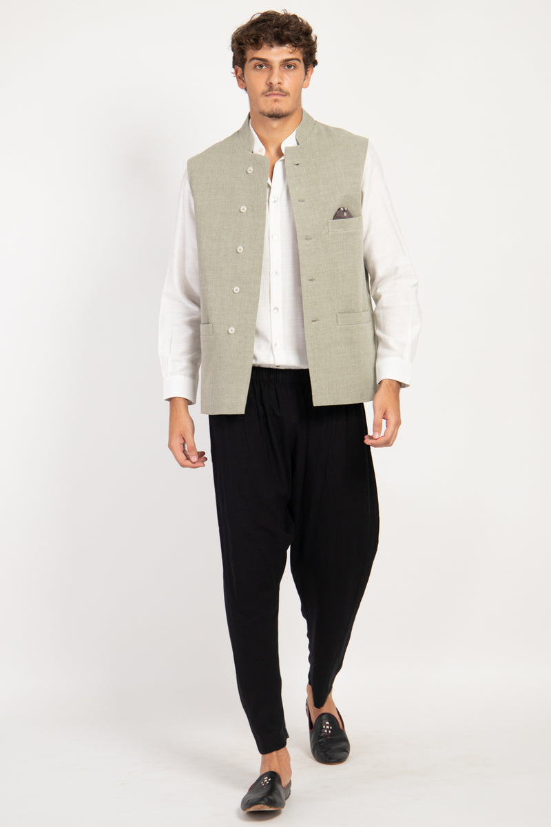 Hassan Linen & Wool Grass Gilet