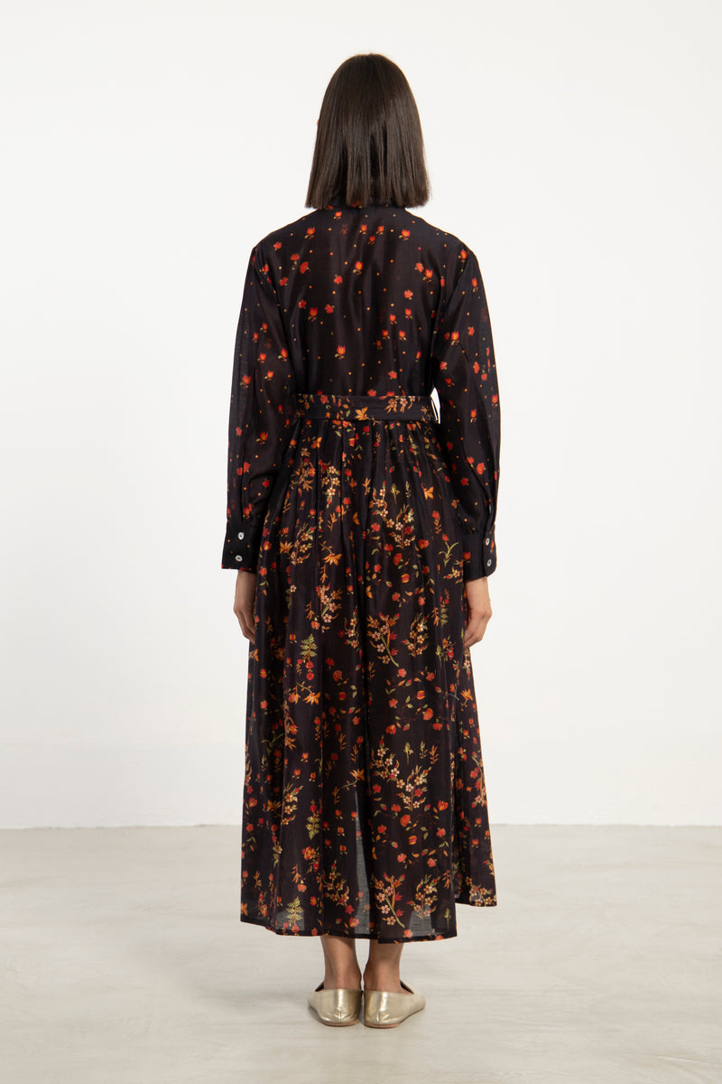 Janna Cotton Silk Floral Dress