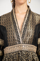 Narimane Silk Black And Gold Dress