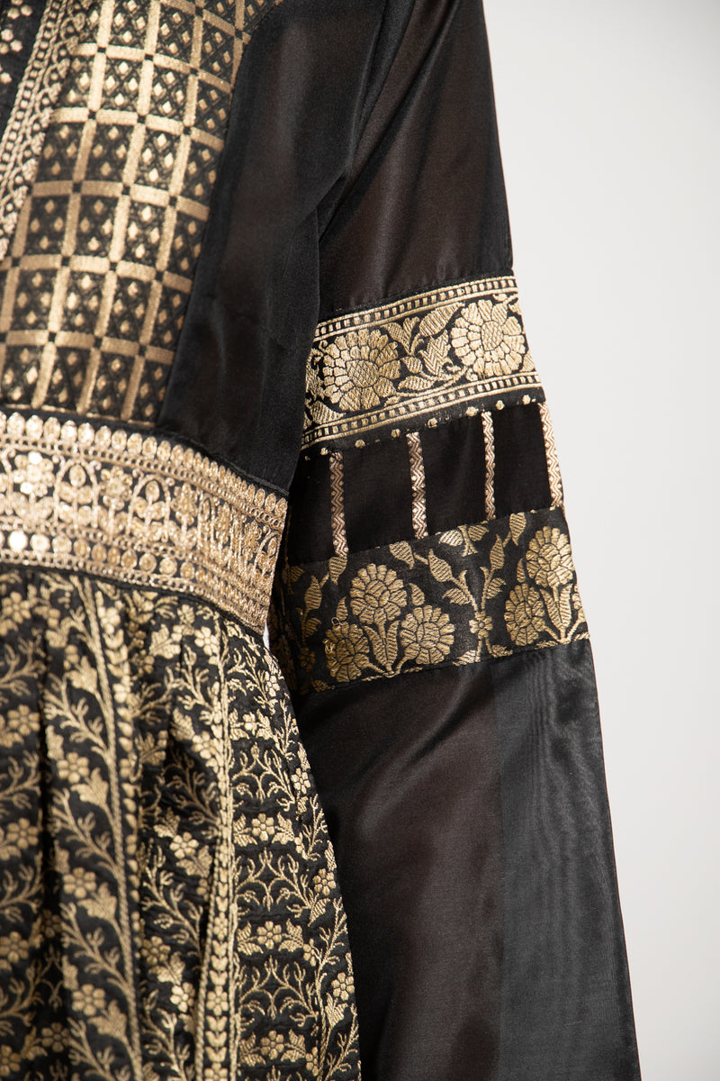 Narimane Silk Black And Gold Dress