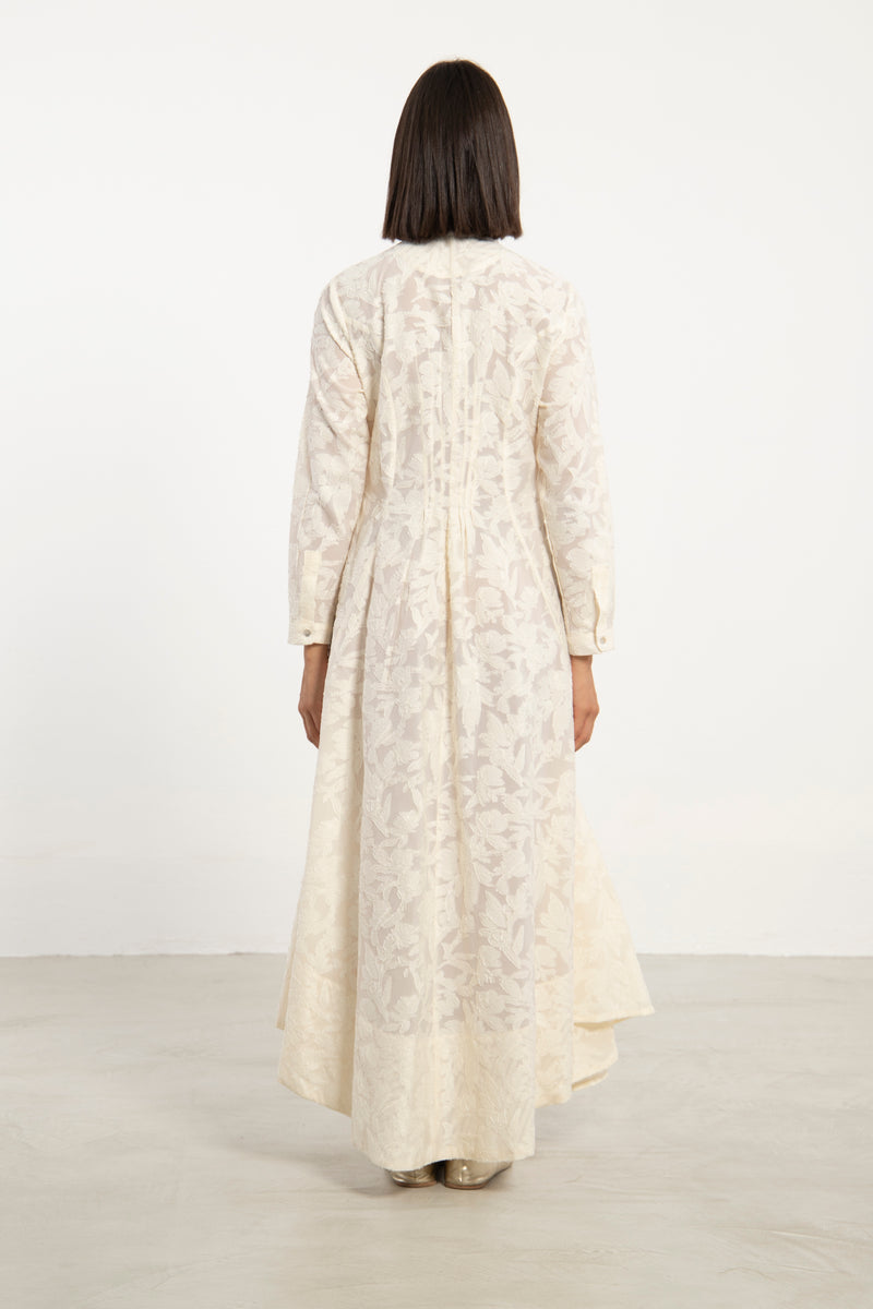 Angie Taffeta Floral White Dress