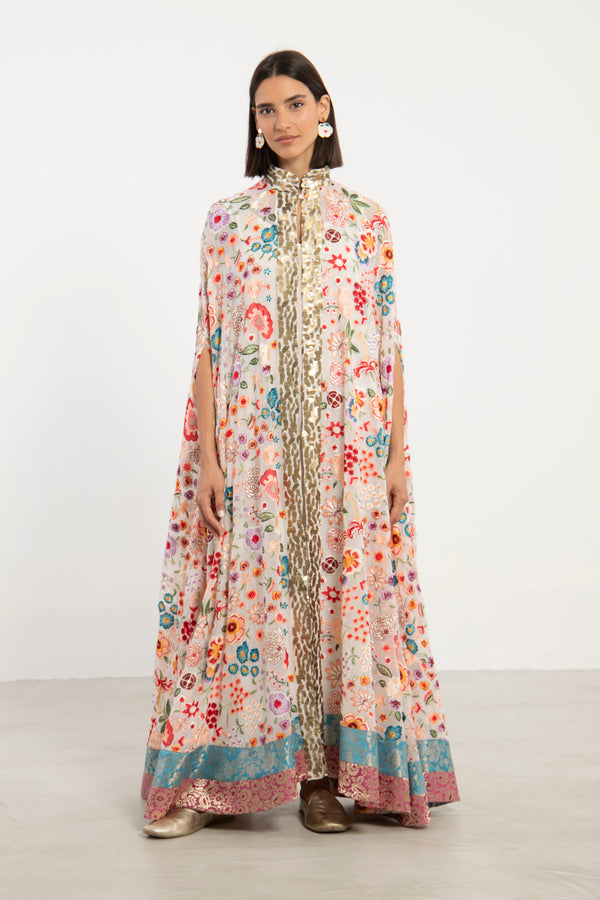 Sultana Georgette Floral Cape Abaya