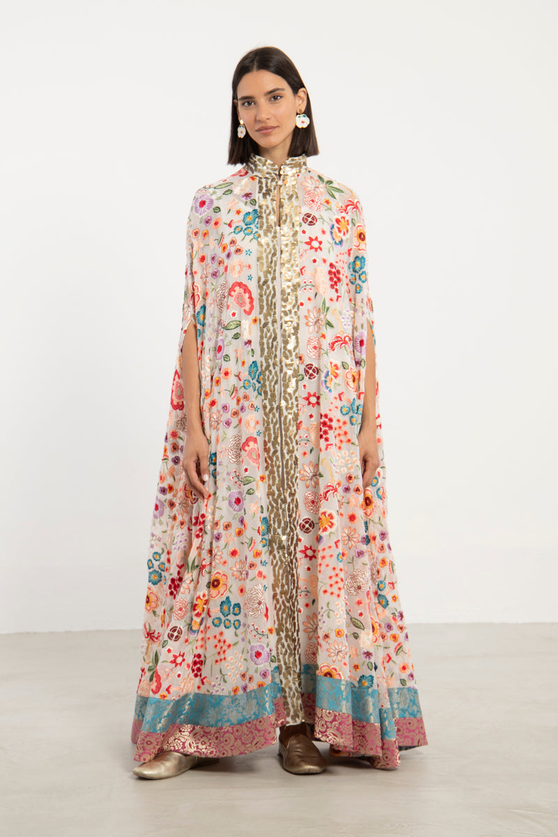 Sultana Georgette Floral Cape Abaya