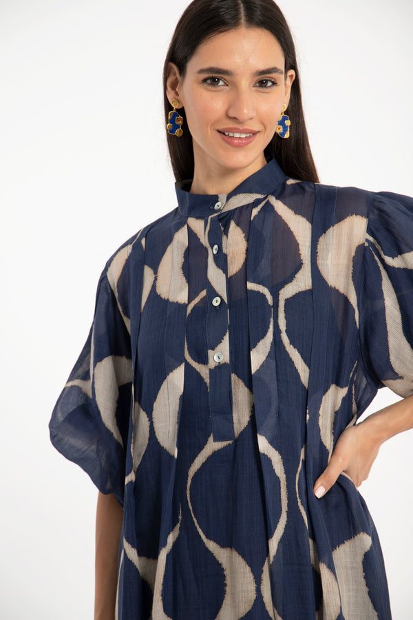 Sidi Cotton Silk Navy Dress