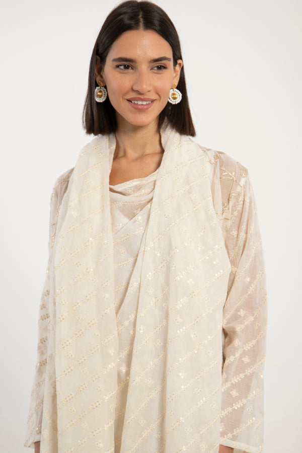 Madhuri Cotton Silk White Dress