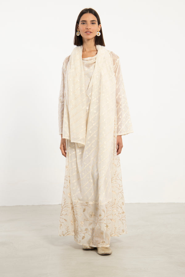 Madhuri Cotton Silk White Dress