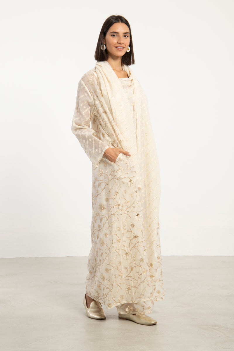Madhuri Cotton Silk White Dress