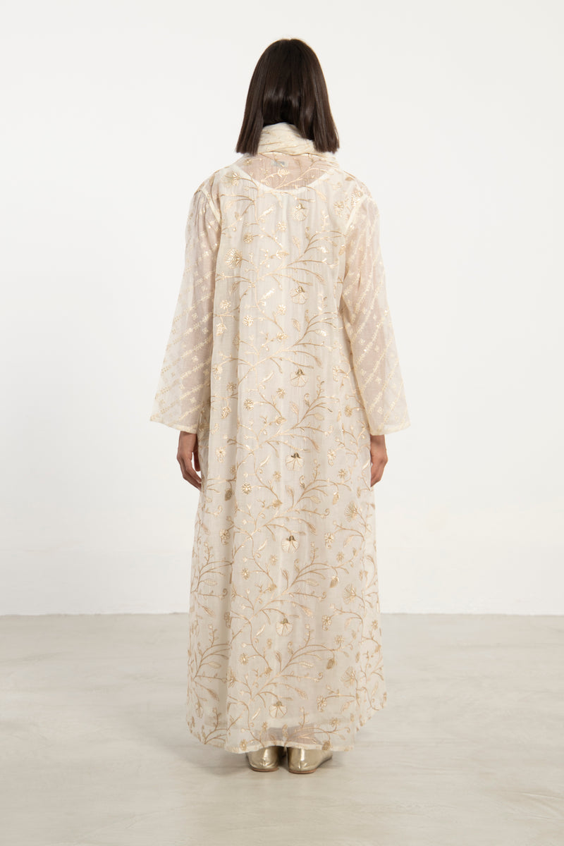 Madhuri Cotton Silk White Dress