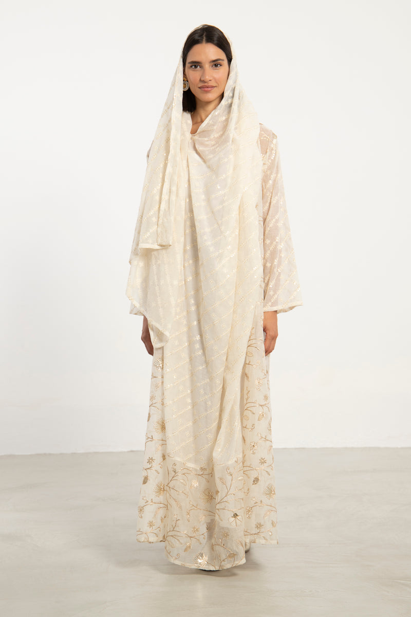 Madhuri Cotton Silk White Dress