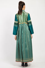 Narimane Silk Green And Gold Dress