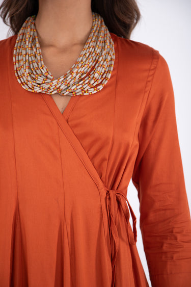 Chafa Cotton Orange With Black Dress