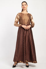 Sara Silk Brocade Chocolate Dress