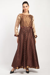 Sara Silk Brocade Chocolate Dress