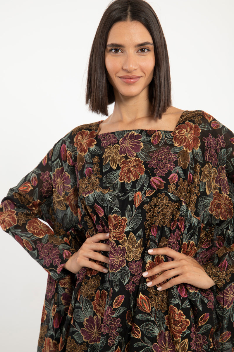Ayyam Embroidered Silk Multicolor Dress