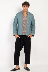 Orient 499 x Inaash Palestinian Embroidered Blue Shirt