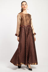 Sara Silk Brocade Chocolate Dress