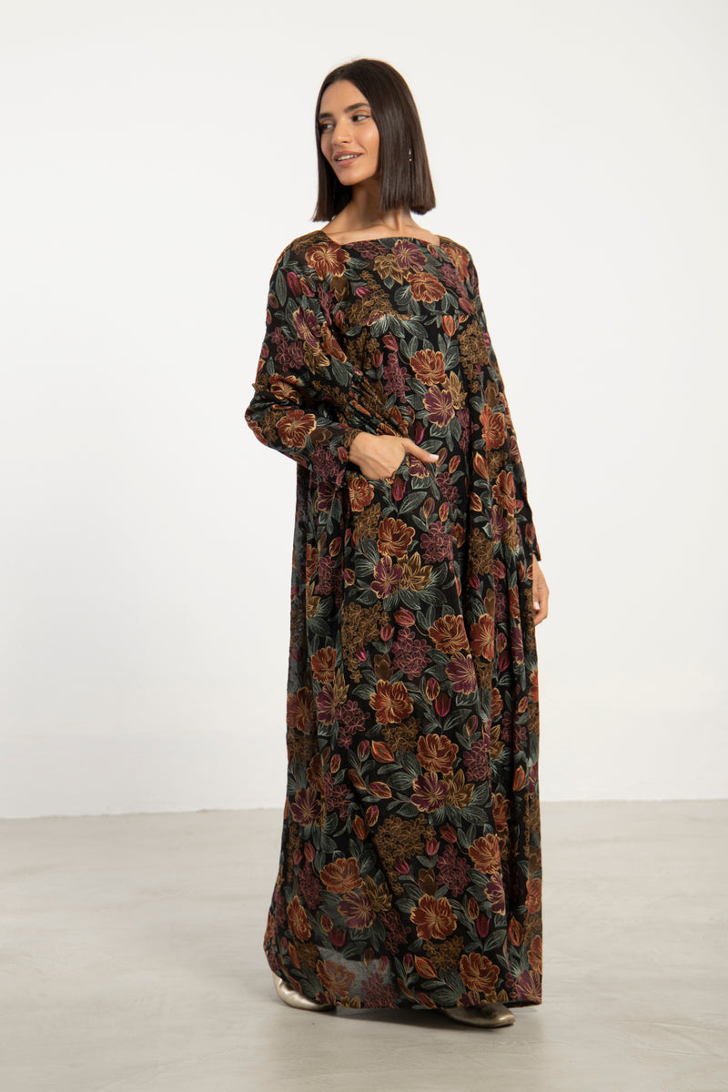 Ayyam Embroidered Silk Multicolor Dress