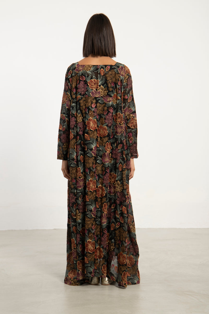 Ayyam Embroidered Silk Multicolor Dress