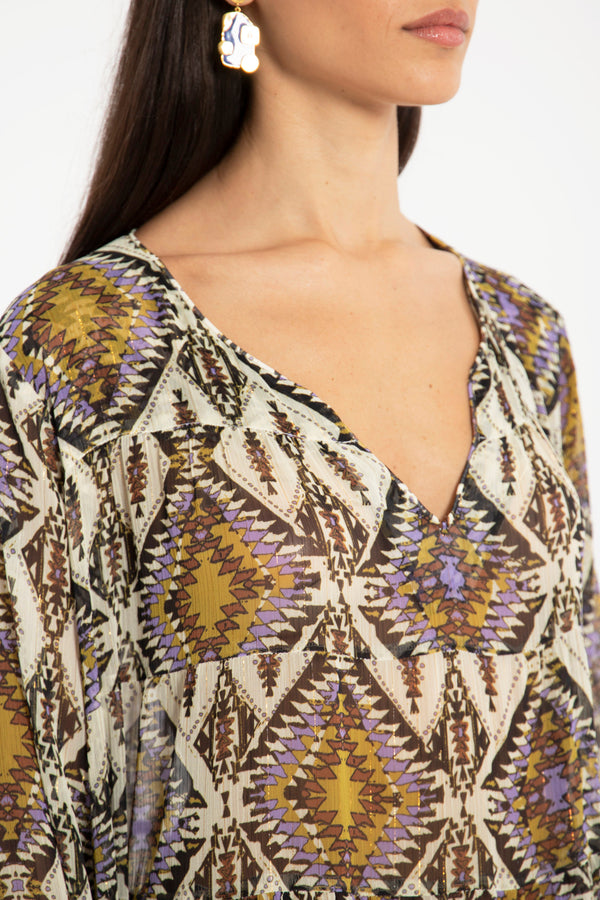 Sobhiye Cotton Silk Layered Dress