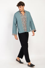 Orient 499 x Inaash Palestinian Embroidered Blue Shirt