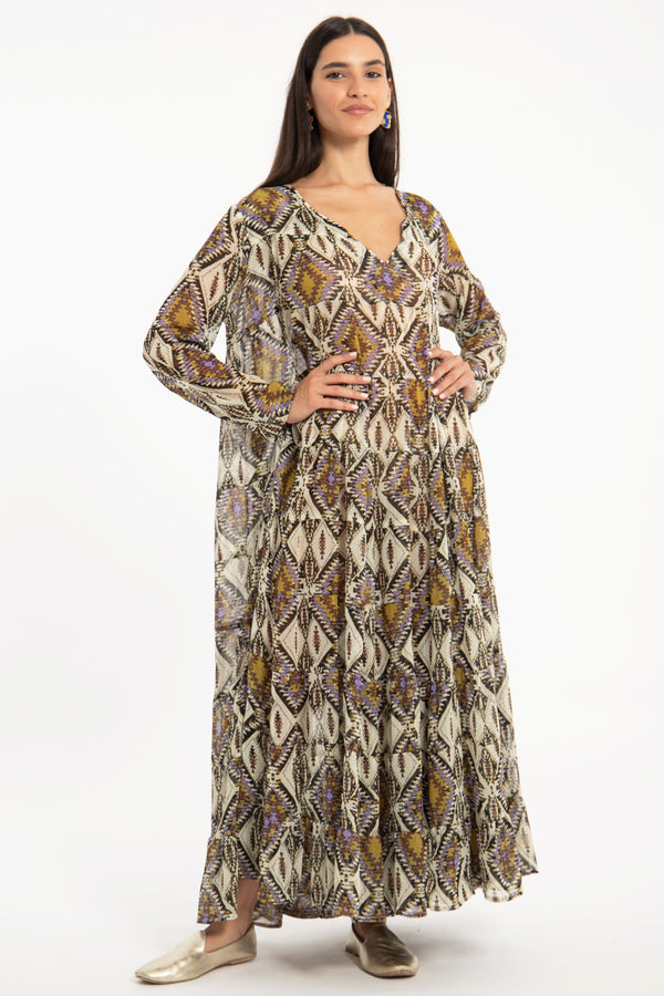 Sobhiye Cotton Silk Layered Dress