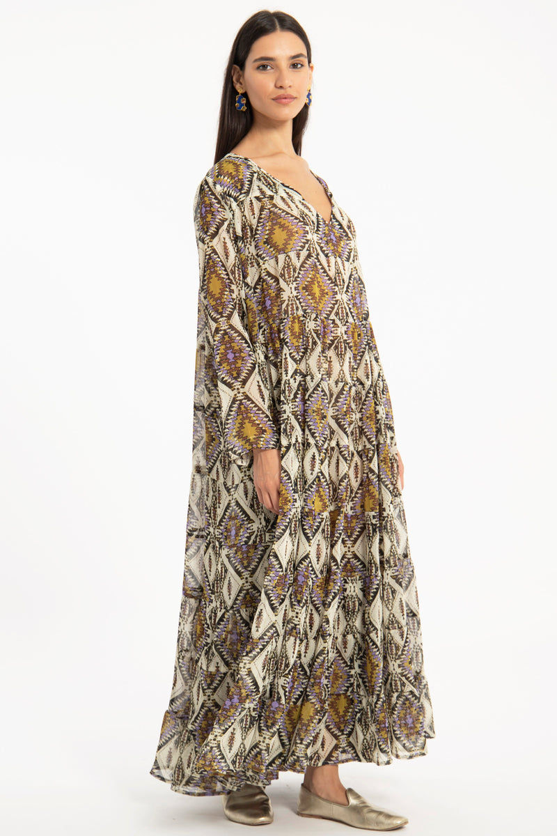 Sobhiye Cotton Silk Layered Dress