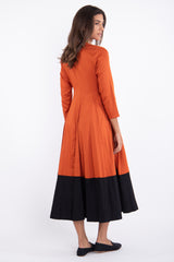 Chafa Cotton Orange With Black Dress