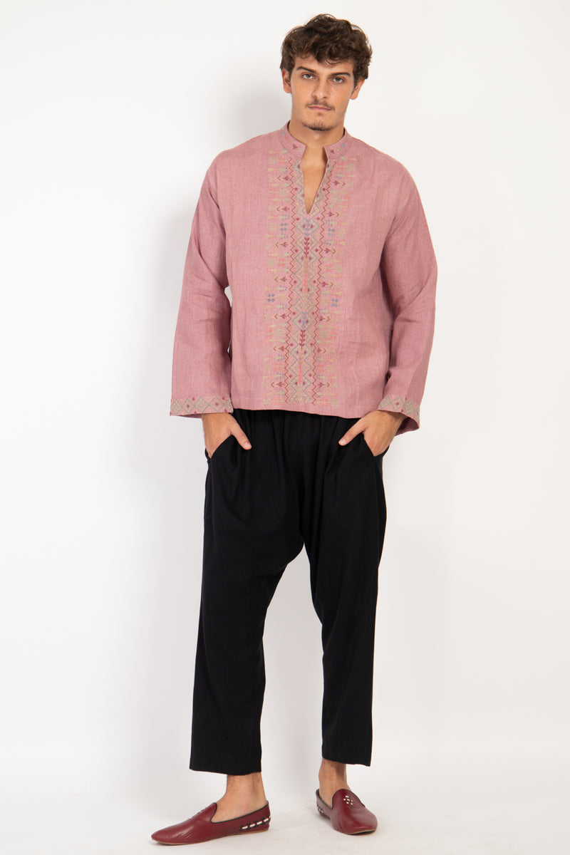 Orient 499 x Inaash Palestinian Embroidered Pink Shirt