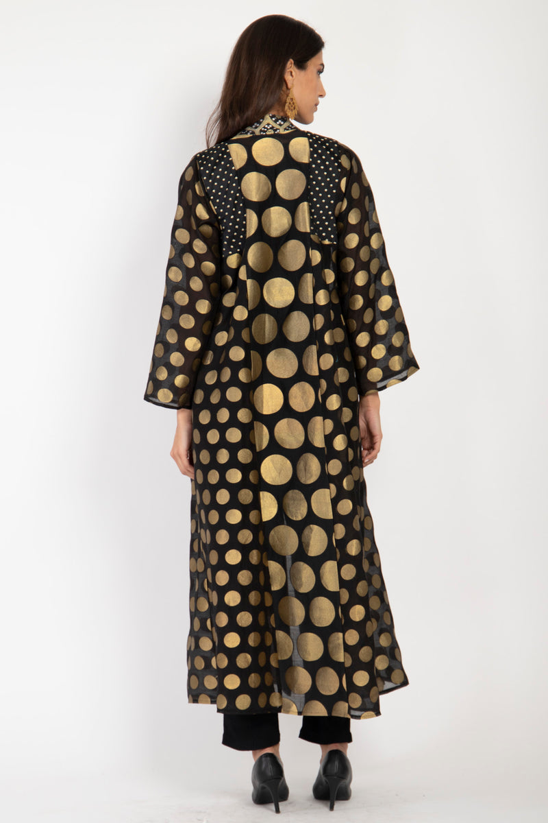 Rim Silk Handwoven Black & Gold Coat