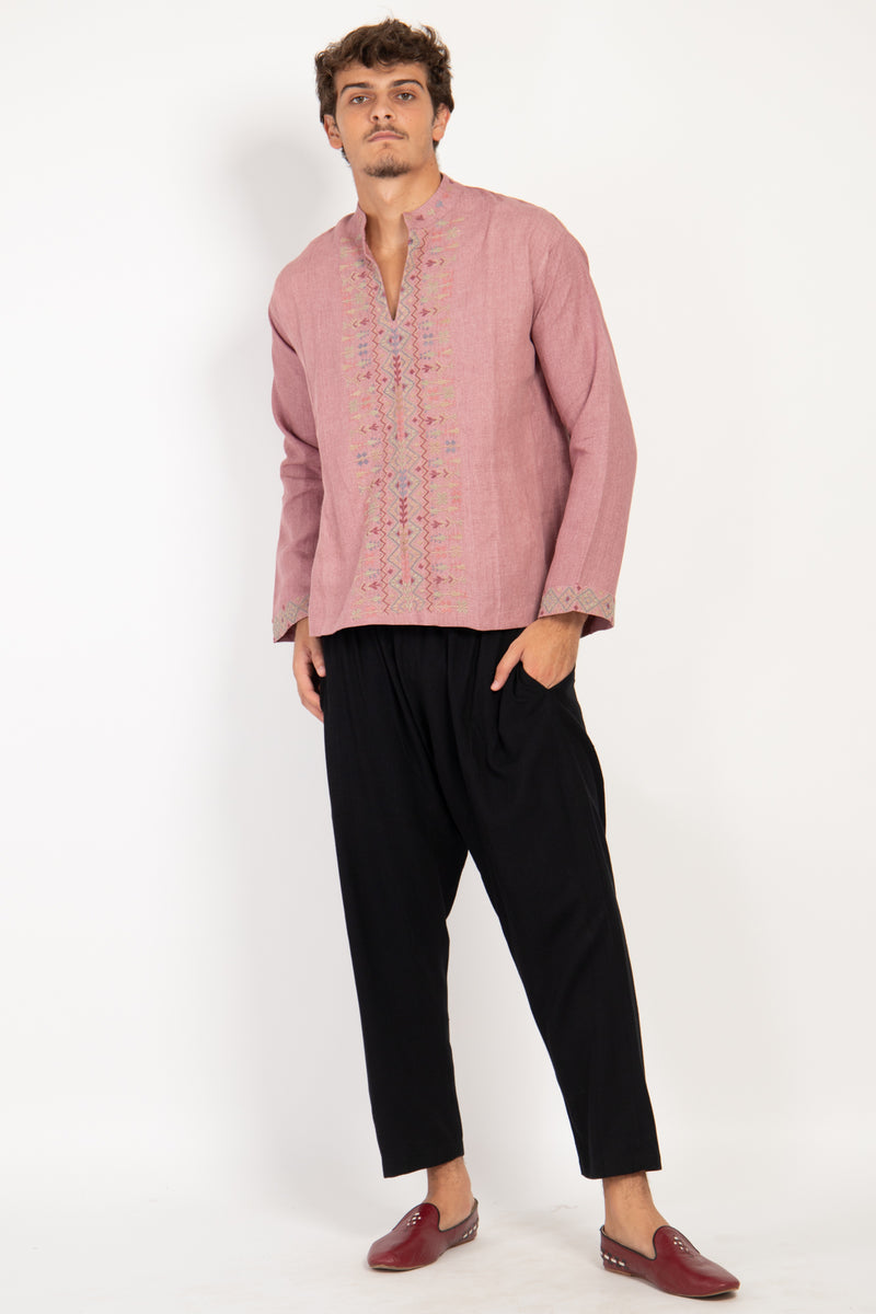 Orient 499 x Inaash Palestinian Embroidered Pink Shirt