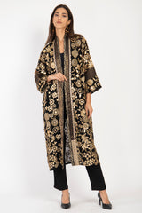 Khalida Silk Embroidered Gold Abaya