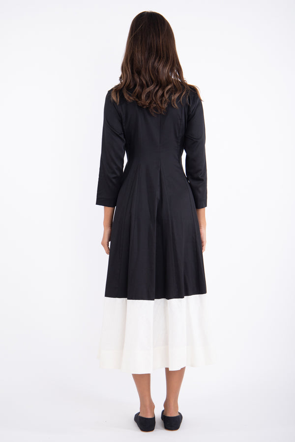 Chafa Cotton Black With White Dress