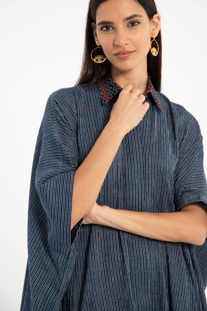 Edith Handloom Cotton Navy Jellaba