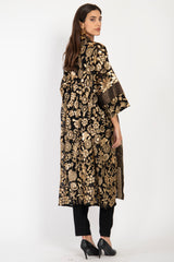 Khalida Silk Embroidered Gold Abaya