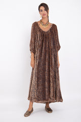 Eliza Velvet Brown Dots Dress