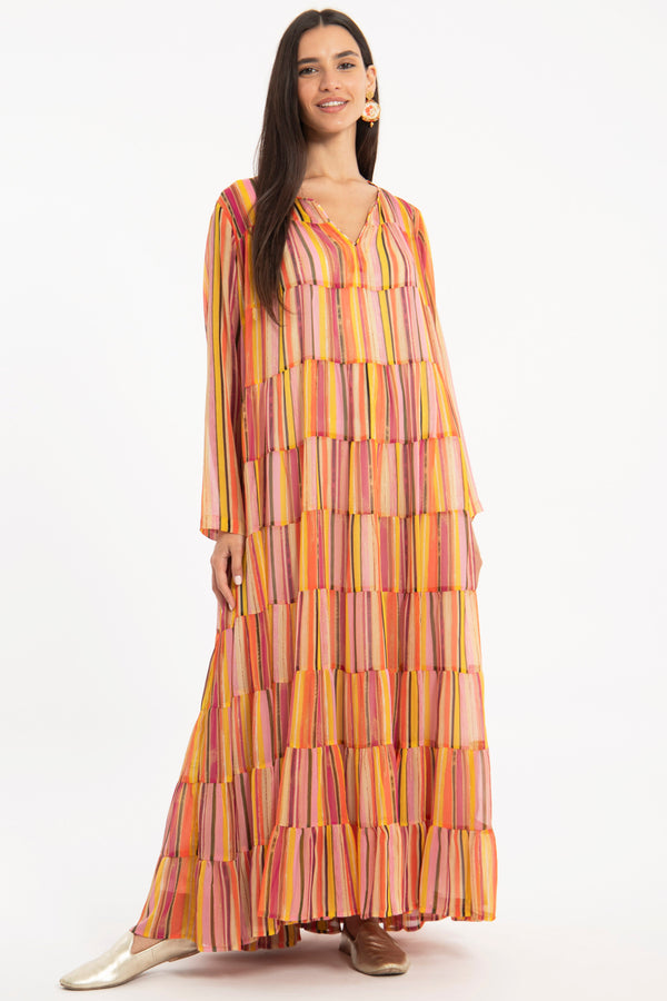 Sobhiye Cotton Silk Panels Dress