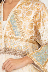 Sahriye Cotton Silk Brocade Gold Coat