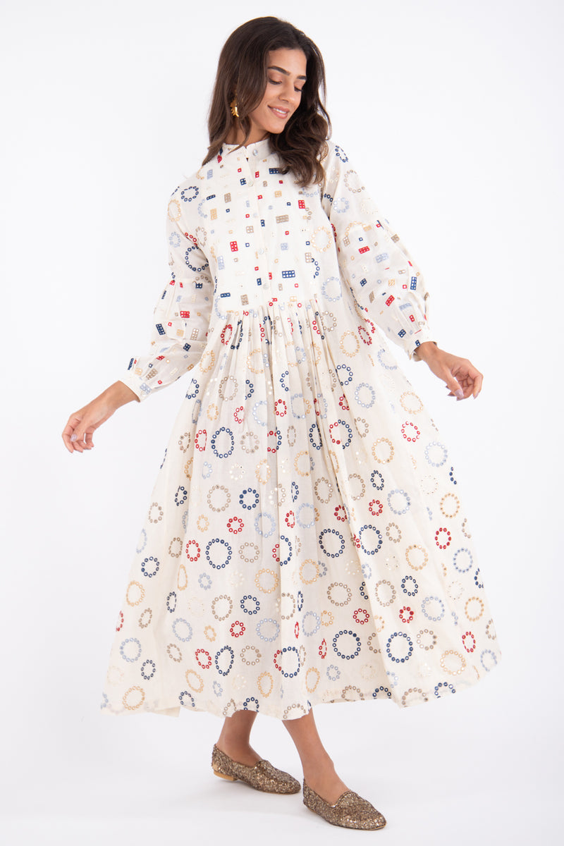Katia Cotton White Embroidered Dress