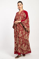 Adan Georgette Embroidered Red & Gold Gown