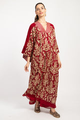 Adan Georgette Embroidered Red & Gold Gown