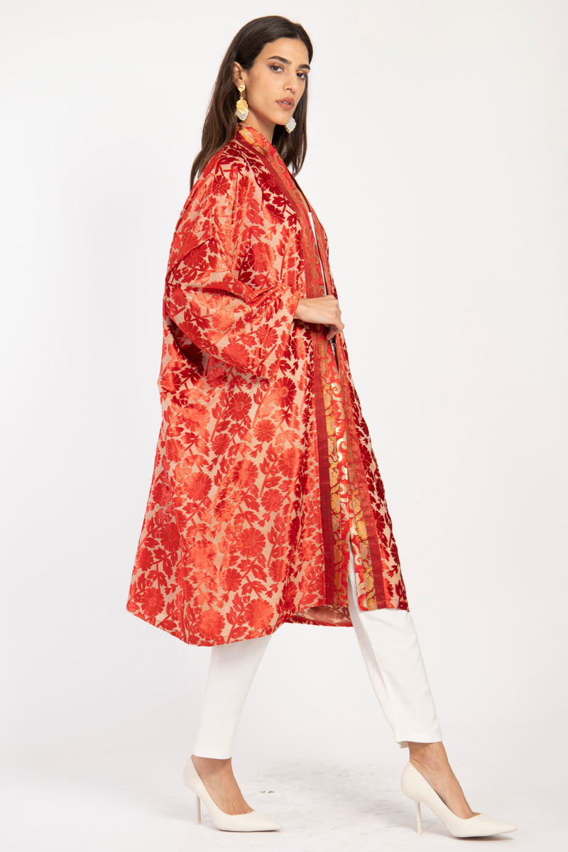 Khalida Velvet Dévoré Red Abaya