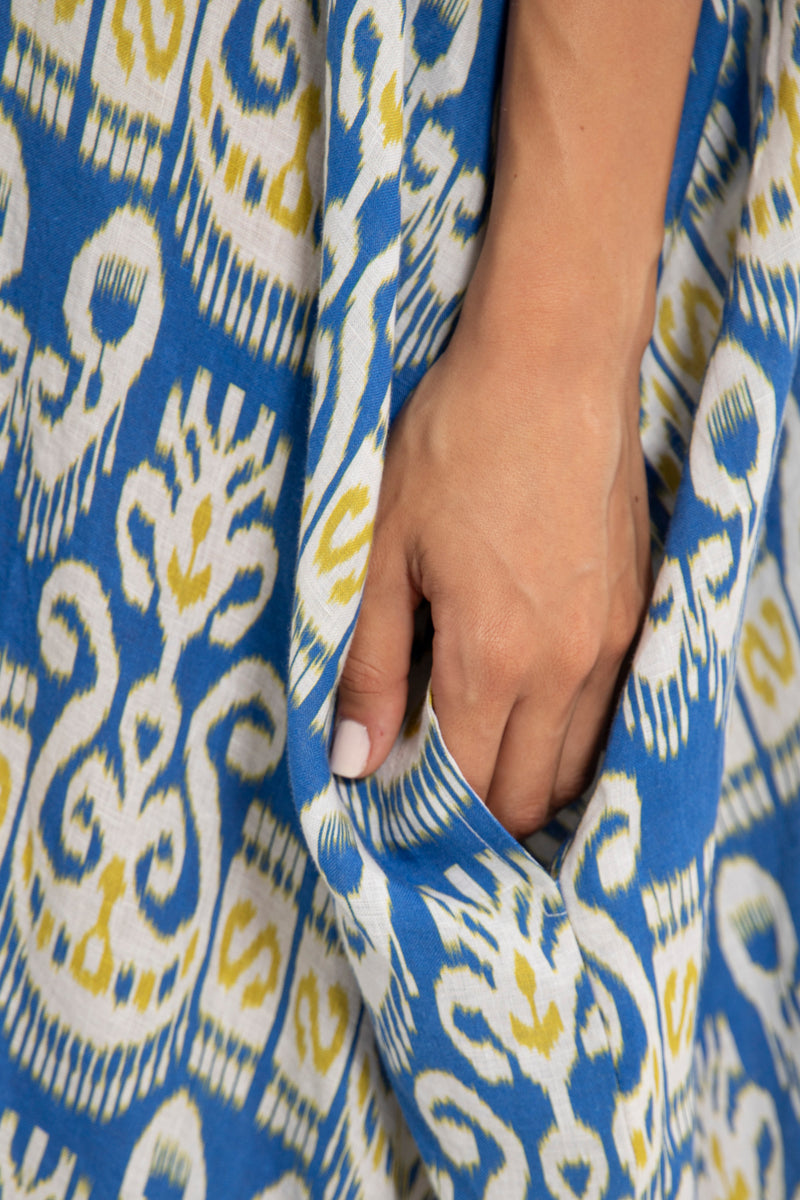 Edith Linen Ikat Blue Jellaba