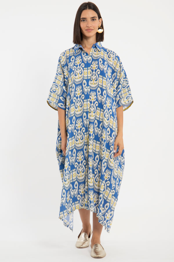 Edith Linen Ikat Blue Jellaba