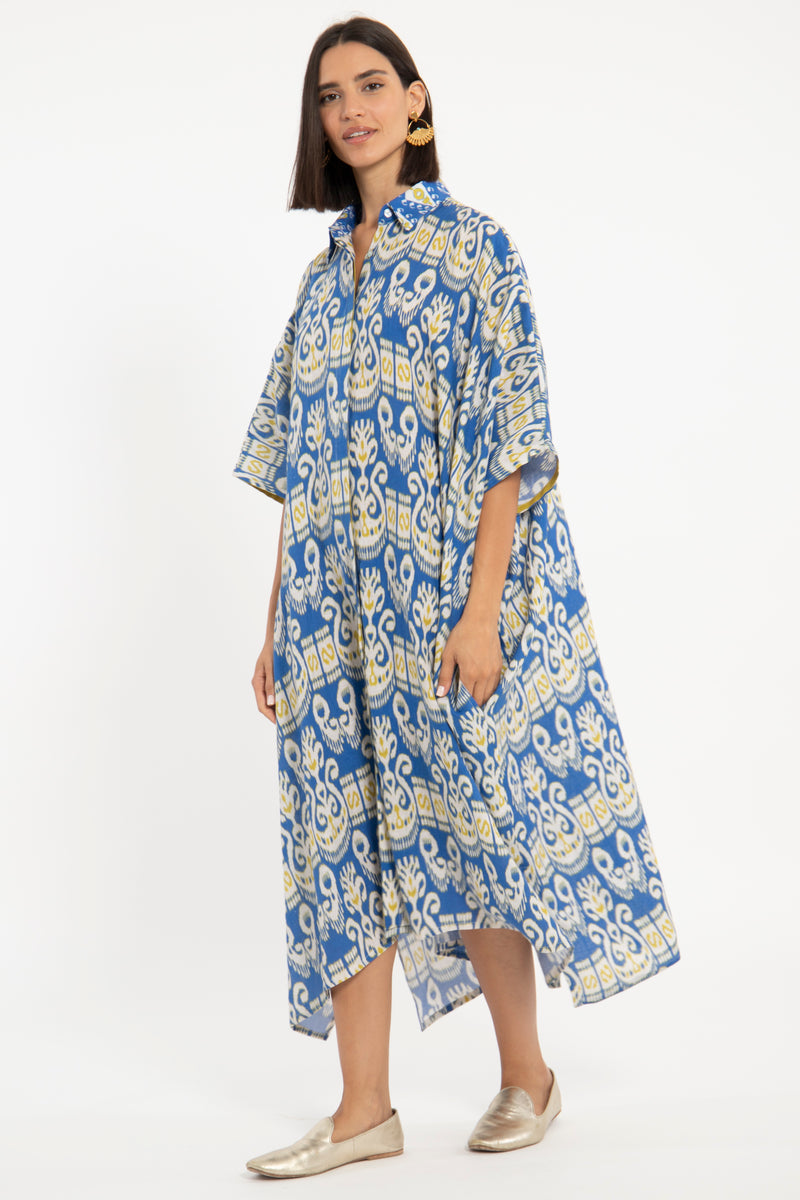 Edith Linen Ikat Blue Jellaba
