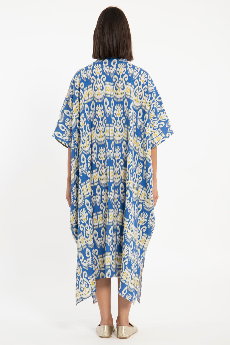 Edith Linen Ikat Blue Jellaba