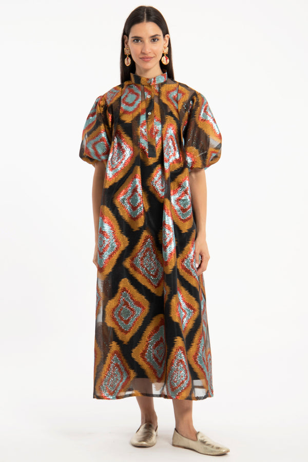 Sidi Jacquard Copper & Silver Dress