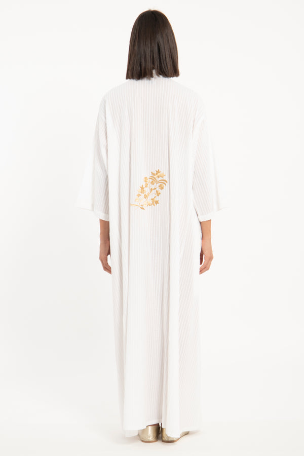 Dakka Jellaba – Cotton Pintuck with Gold Embroidery