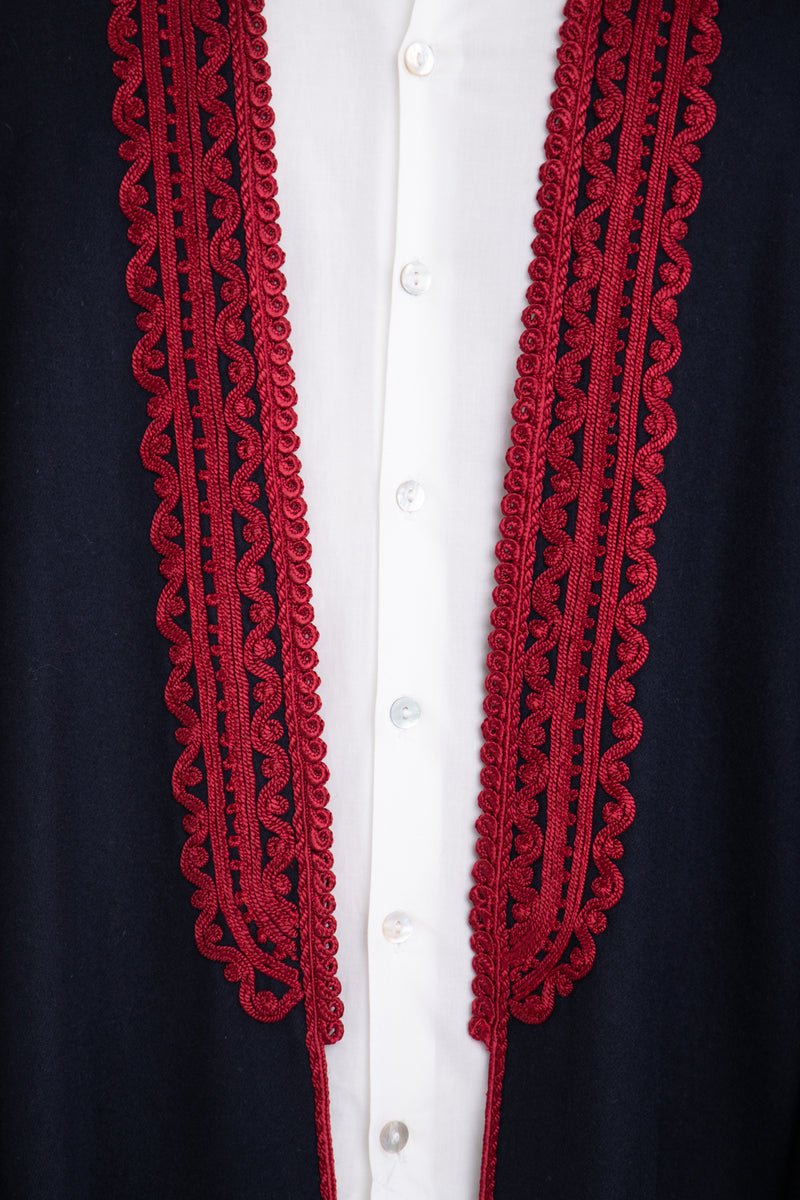 Classic Wool Navy & Red Abaya