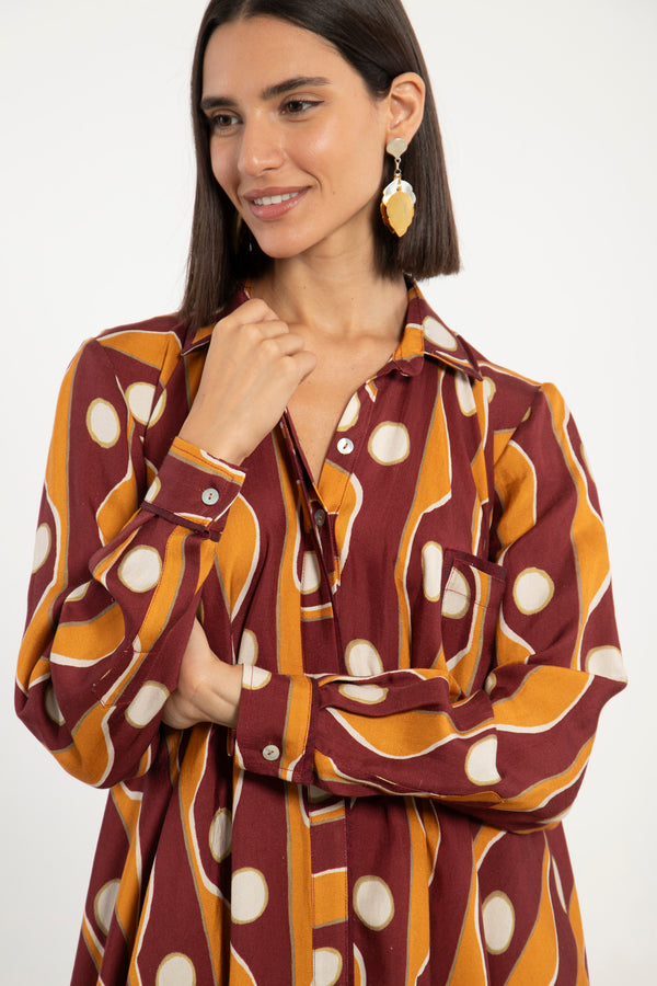 Bahiya Linen Multi-Color Shirt Dress